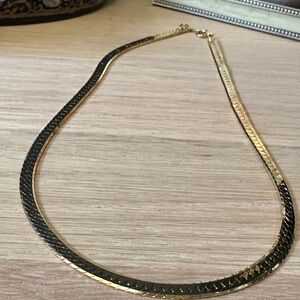 Vintage 18K Gold Plated Herringbone Necklace